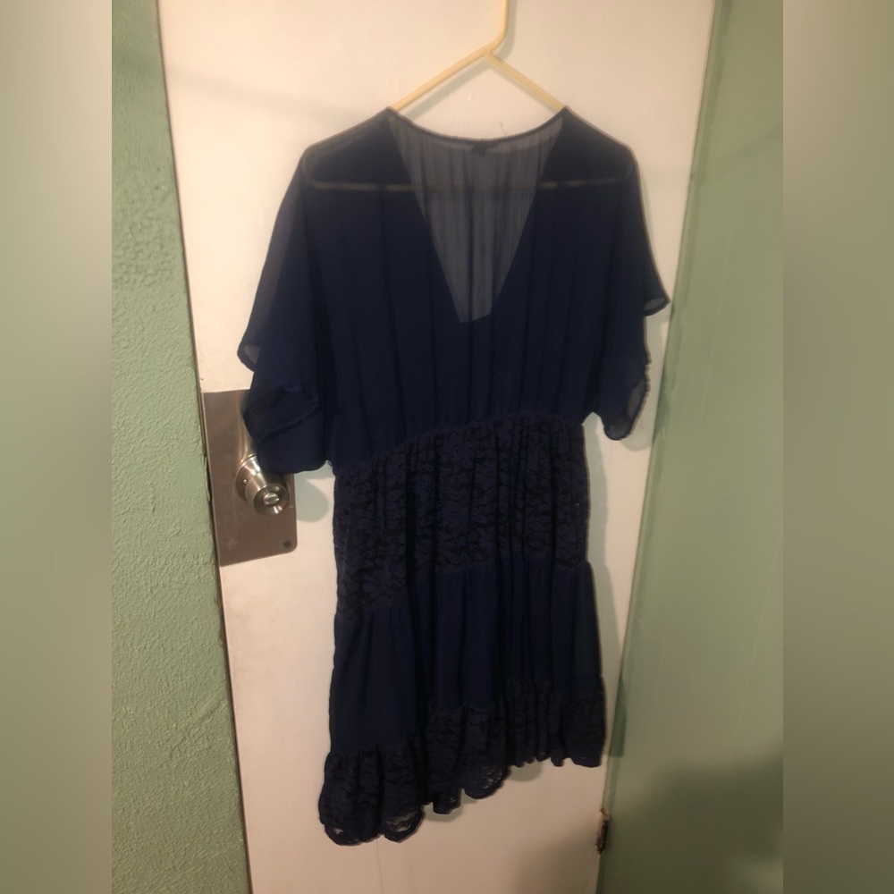 Torrid size 1 blue chiffon lace flowy dress